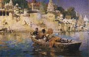Edwin Lord Weeks The Last Voyage-A Souvenir of the Ganges, Benares. oil painting on canvas